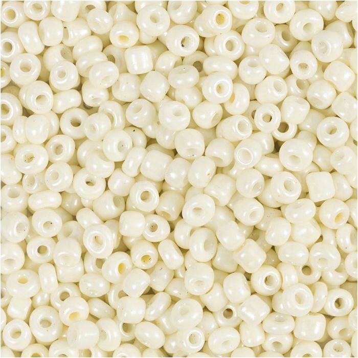 Perles de rocaille, d 3 mm, dim. 8/0, diamètre intérieur 0,6-1,0 mm, nacré, 25 gr/ 1 Pq.