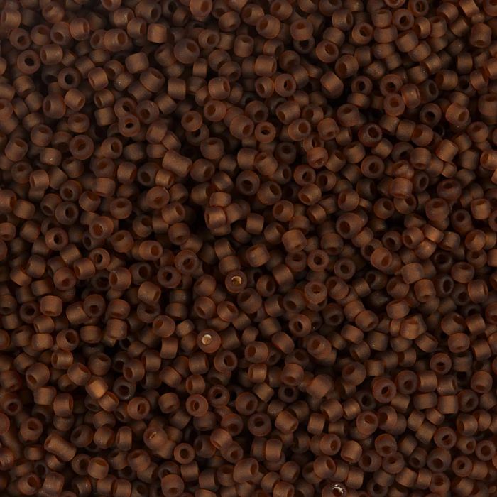 Perles de rocaille, dim. 15/0, d 1.7 mm, diamètre intérieur 0,5-0,8 mm, matt frozen, brun, 25 gr/ 1 Pq.