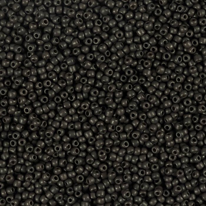 Perles de rocaille, dim. 15/0, d 1.7 mm, diamètre intérieur 0,5-0,8 mm, matt frozen, noir, 25 gr/ 1 Pq.