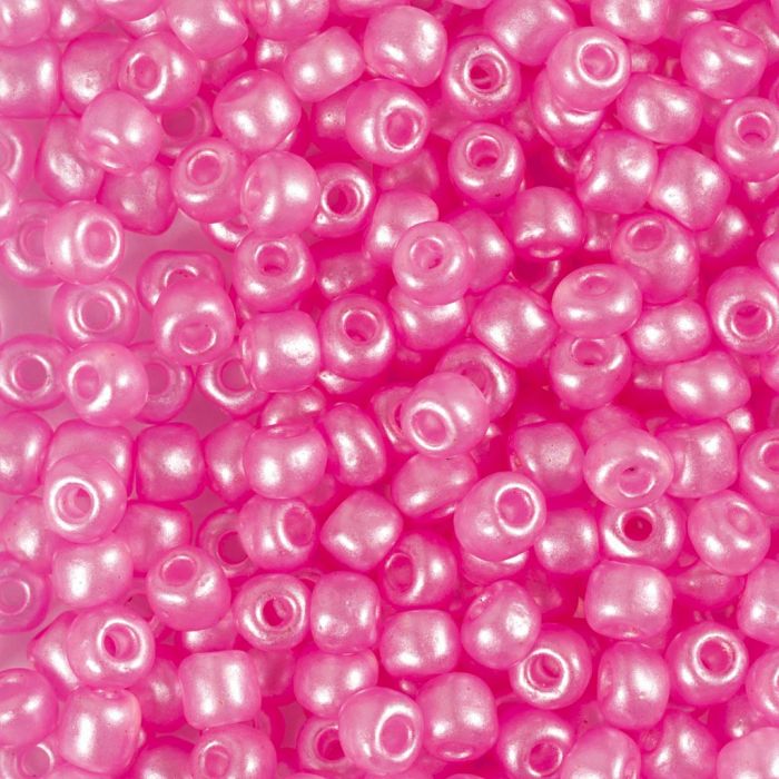 Perles de rocaille, dim. 6/0, d 4 mm, diamètre intérieur 0,9-1,2 mm, rose clair, 25 gr/ 1 Pq.