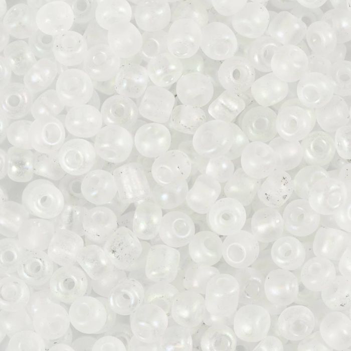 Perles de rocaille, dim. 6/0, d 4 mm, diamètre intérieur 0,9-1,2 mm, cristal, 25 gr/ 1 Pq.