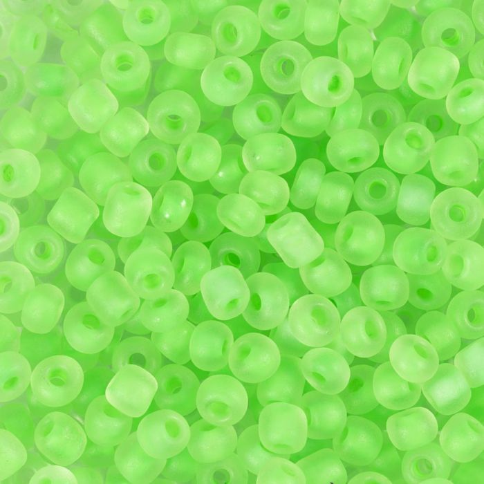Perles de rocaille, dim. 6/0, d 4 mm, diamètre intérieur 0,9-1,2 mm, mate, vert, 25 gr/ 1 Pq.