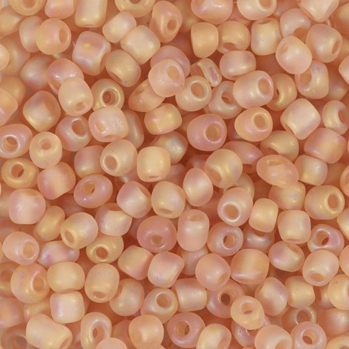 Perles de rocaille, dim. 6/0, d 4 mm, diamètre intérieur 0,9-1,2 mm, matt frozen, beige, 25 gr/ 1 Pq.
