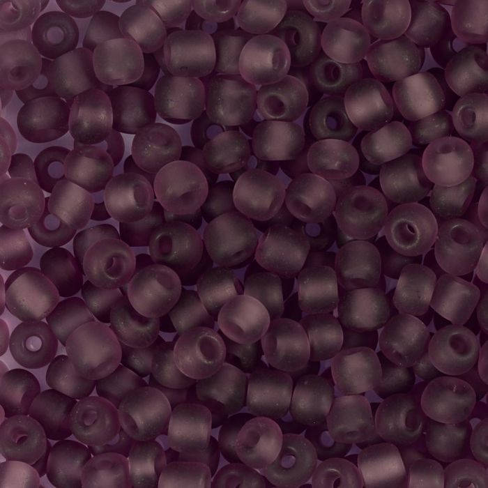 Perles de rocaille, dim. 6/0, d 4 mm, diamètre intérieur 0,9-1,2 mm, matt frozen, mauve clair, 25 gr/ 1 Pq.