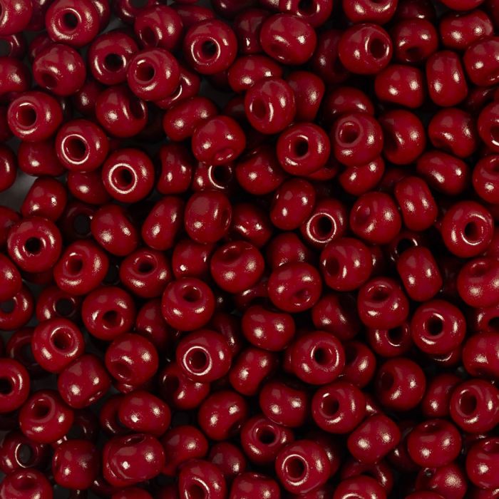 Perles de rocaille, dim. 6/0, d 4 mm, diamètre intérieur 0,9-1,2 mm, matt frozen, rouge brunâtre, 25 gr/ 1 Pq.