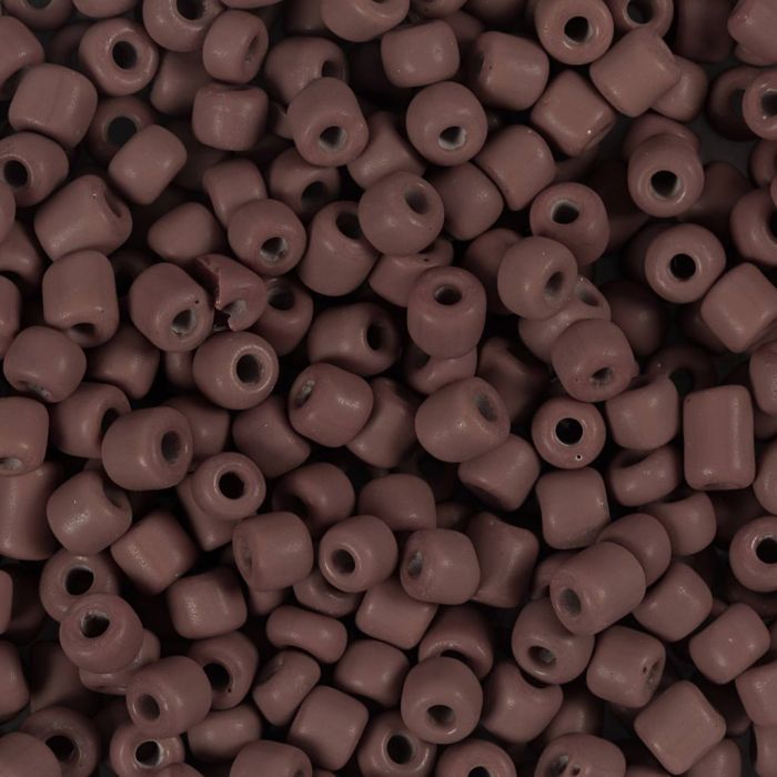 Perles de rocaille, dim. 6/0, d 4 mm, diamètre intérieur 0,9-1,2 mm, matt frozen, mocca, 25 gr/ 1 Pq.