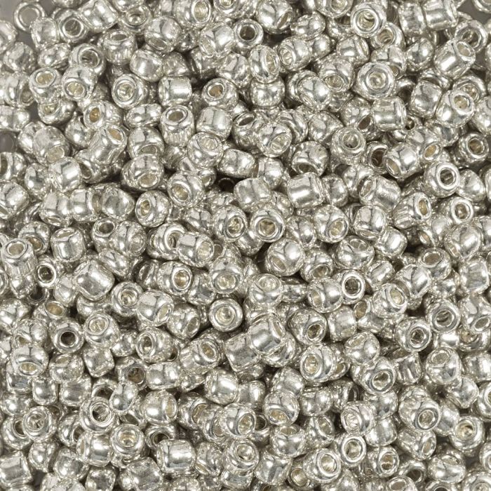 Perles de rocaille, dim. 8/0, d 3 mm, diamètre intérieur 0,6-1,0 mm, argent, 25 gr/ 1 Pq.