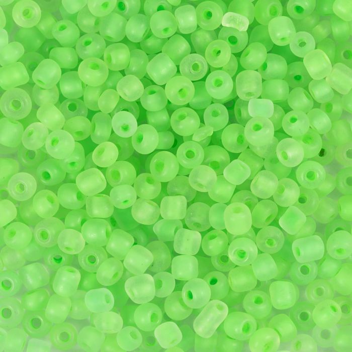Perles de rocaille, dim. 8/0, d 3 mm, diamètre intérieur 0,6-1,0 mm, mate, vert, 25 gr/ 1 Pq.