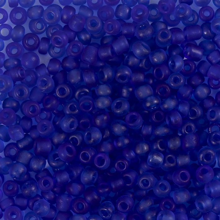 Perles de rocaille, dim. 8/0, d 3 mm, diamètre intérieur 0,6-1,0 mm, cabalt transparent, 25 gr/ 1 Pq.