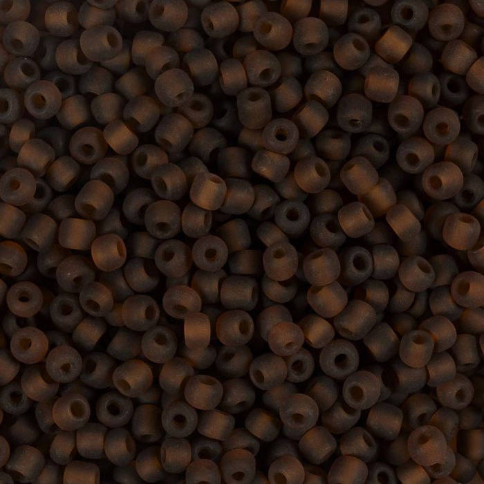 Perles de rocaille, dim. 8/0, d 3 mm, diamètre intérieur 0,6-1,0 mm, matt frozen, brun, 25 gr/ 1 Pq.