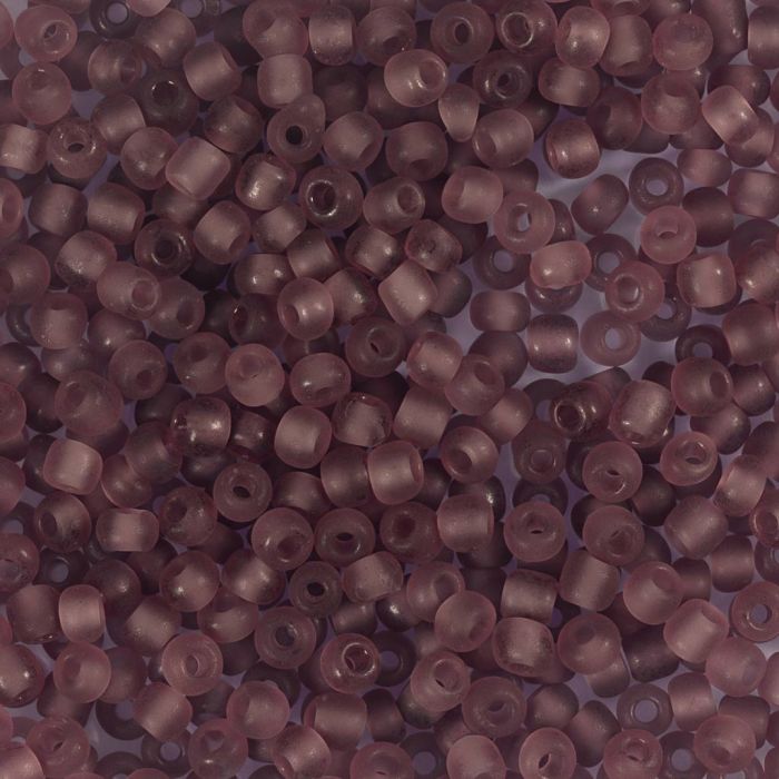 Perles de rocaille, dim. 8/0, d 3 mm, diamètre intérieur 0,6-1,0 mm, matt frozen, mauve clair, 25 gr/ 1 Pq.