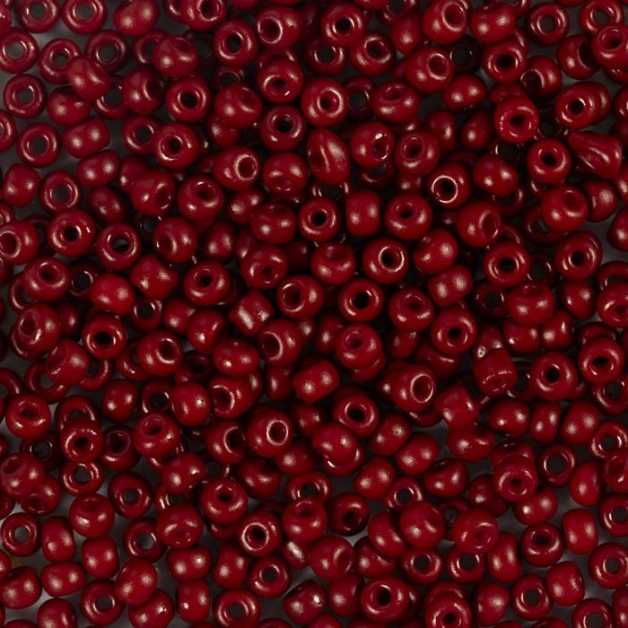 Perles de rocaille, dim. 8/0, d 3 mm, diamètre intérieur 0,6-1,0 mm, matt frozen, rouge brunâtre, 25 gr/ 1 Pq.