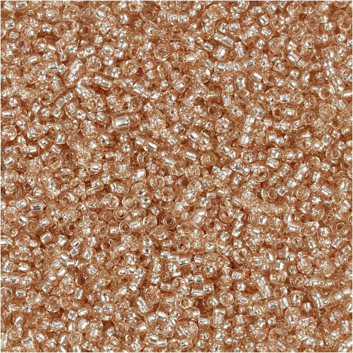 Perles de rocaille, d 1,7 mm, dim. 15/0, diamètre intérieur 0,5-0,8 mm, Pêche, 25 gr/ 1 Pq.