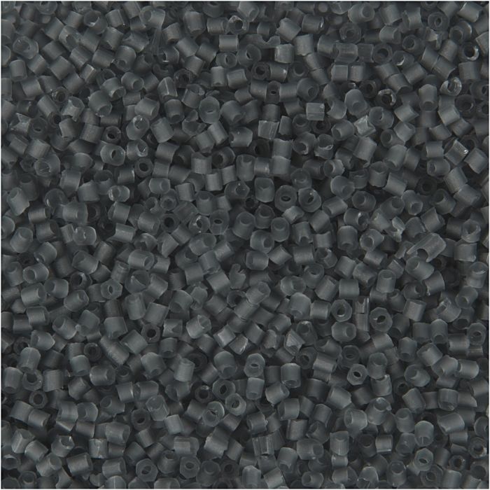 Perles de Rocaille 2-cut, d 1,7 mm, dim. 15/0, diamètre intérieur 0,5 mm, gris transparent, 25 gr/ 1 Pq.