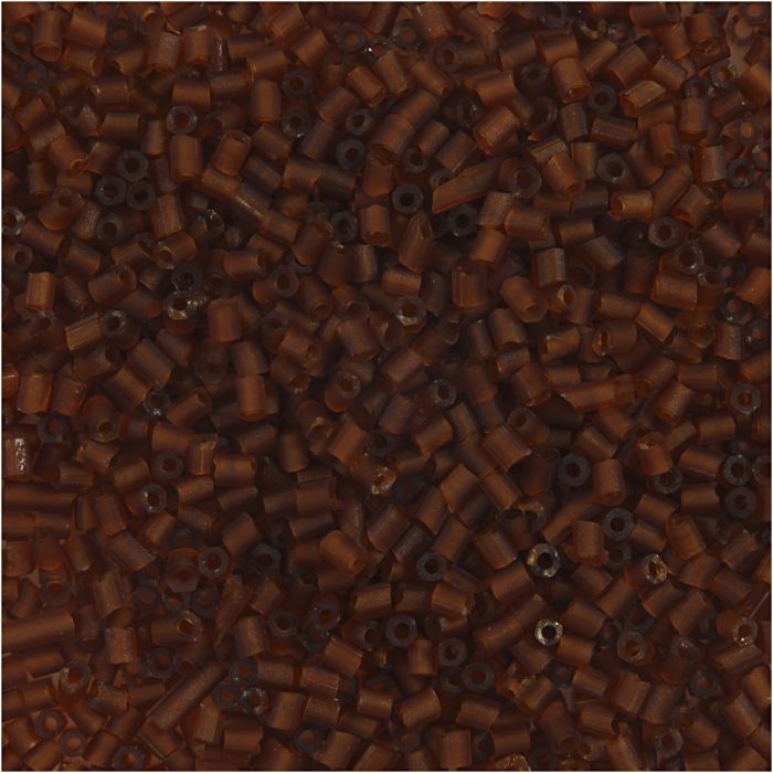Perles de Rocaille 2-cut, d 1,7 mm, dim. 15/0, diamètre intérieur 0,5 mm, brun, 25 gr/ 1 Pq.