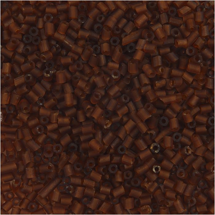 Perles de Rocaille 2-cut, d 1,7 mm, dim. 15/0, diamètre intérieur 0,5 mm, brun, 500 gr/ 1 sac