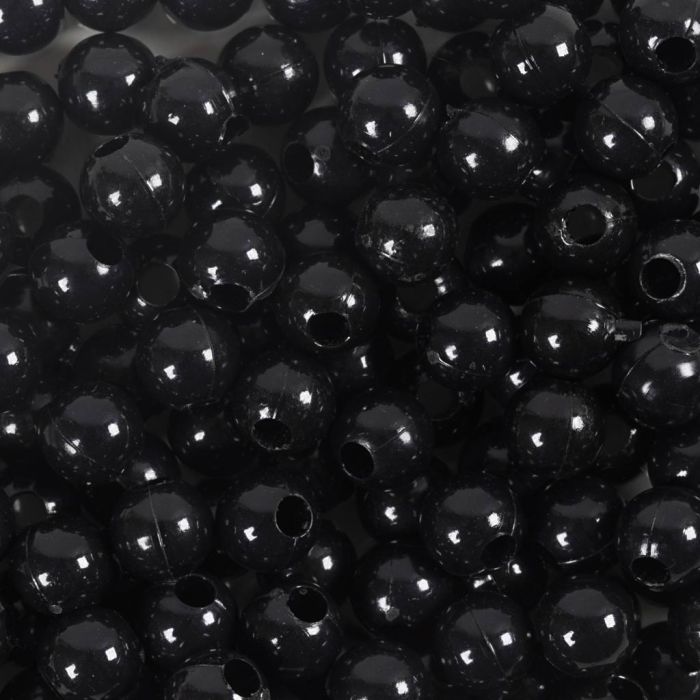 Perles en plastique, d 6 mm, diamètre intérieur 1,5 mm, noir, 300 gr/ 1 Pq.