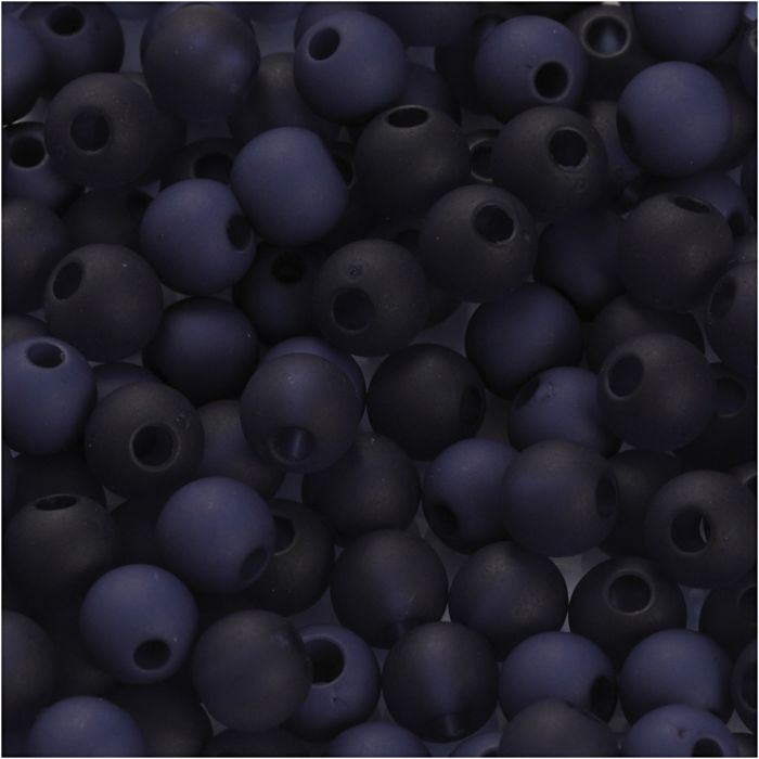 Perles en plastique, d 6 mm, diamètre intérieur 2 mm, ca. 150 pièce, bleu, 40 gr/ 1 Pq.