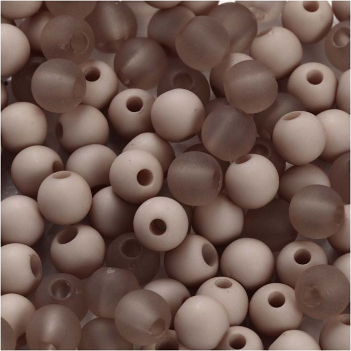 Perles en plastique, d 6 mm, diamètre intérieur 2 mm, ca. 150 pièce, gris clair, 40 gr/ 1 Pq.