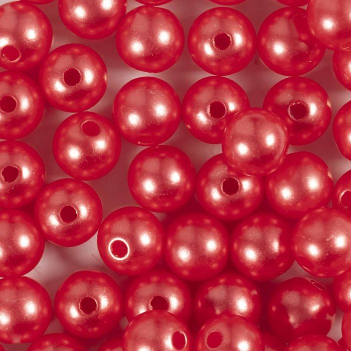 Perles de Cire, d 8 mm, diamètre intérieur 1 mm, rouge, 50 pièce, 20 gr/ 1 Pq.
