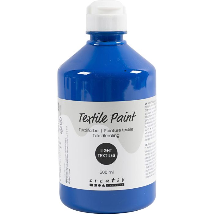 Peinture textile, semi opaque, bleu primaire, 500 ml/ 1 flacon