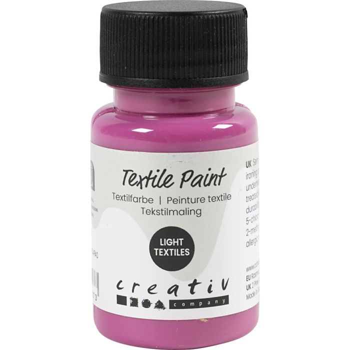 Peinture textile, semi opaque, rose, 50 ml/ 1 flacon