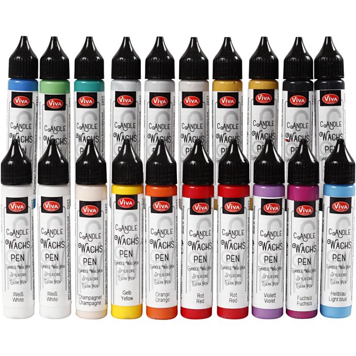 Stylos à bougies, ass. de couleurs, 20x28 ml/ 1 Pq.