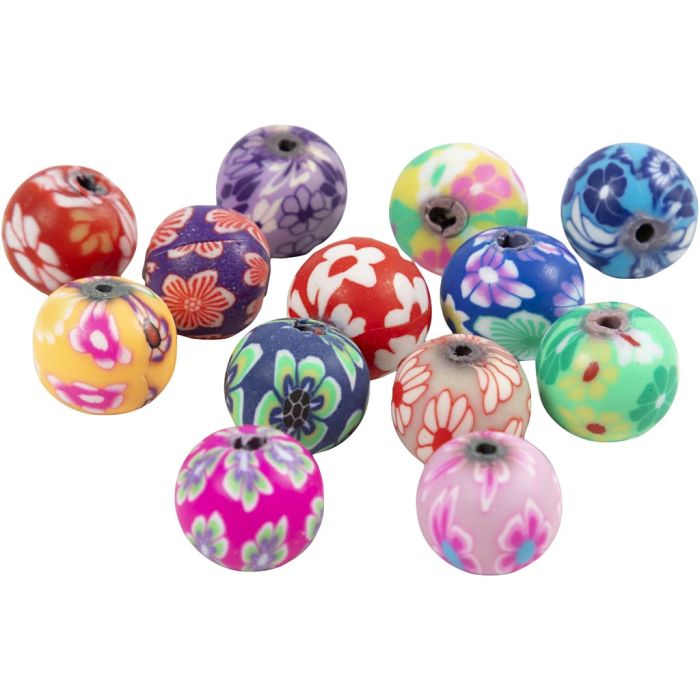 Perles FIMO, Rond, d 10 mm, diamètre intérieur 1 mm, 200 pièces/ 1 Pq.