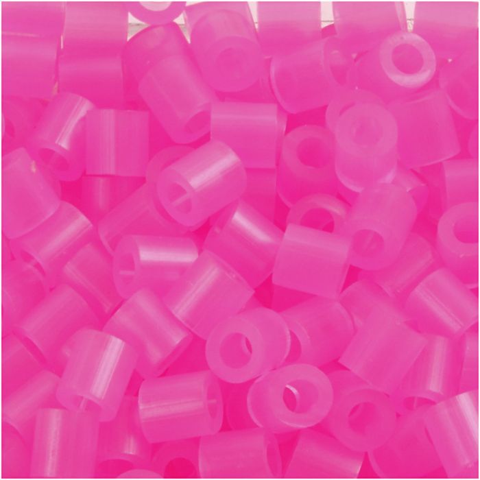 Perles à repasser, dim. 5x5 mm, diamètre intérieur 2,5 mm, medium, rose néon (32257), 1100 pièces/ 1 Pq.