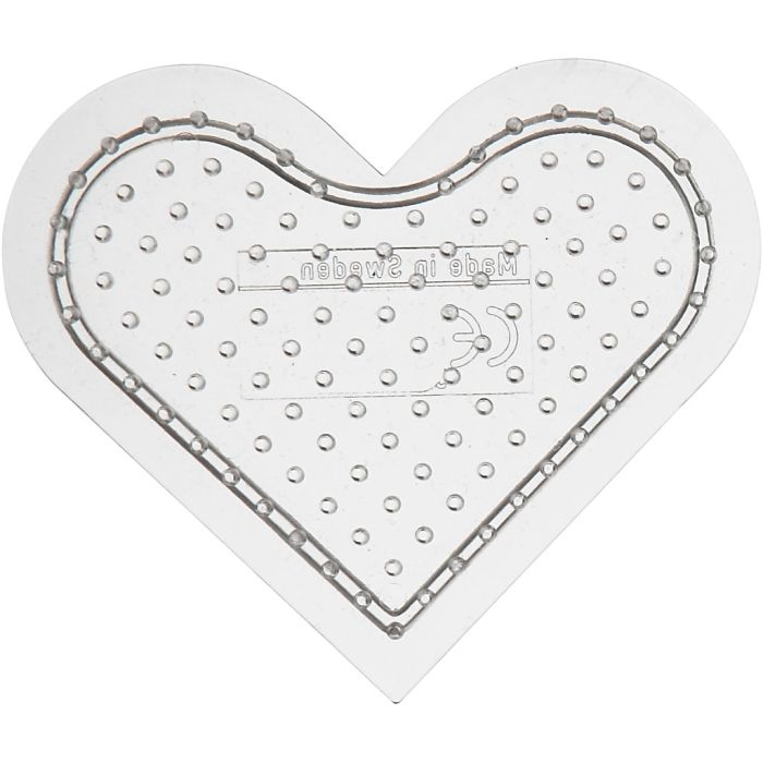 Plaques à picots, petit cœur, dim. 7 cm, medium, transparent, 1 pièce