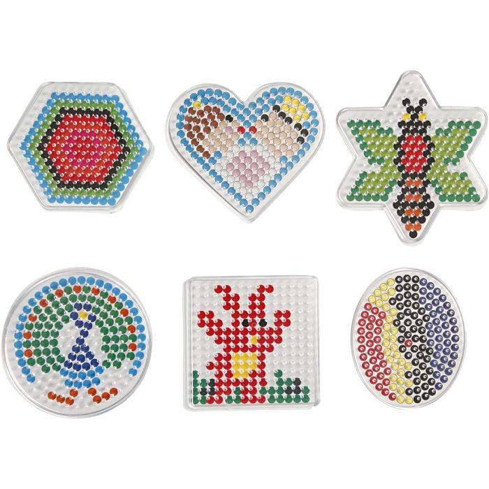 Plaque à picots, ovale, coeur, hexagone, cercle, carré et étoile, dim. 7x7,5-10,5x9,5 cm, medium, 6 pièces/ 1 Pq.