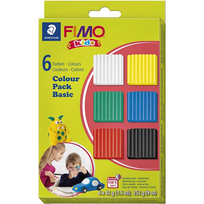 Pâte FIMO® pour Enfant, couleurs classiques, 6x42 gr/ 1 Pq.