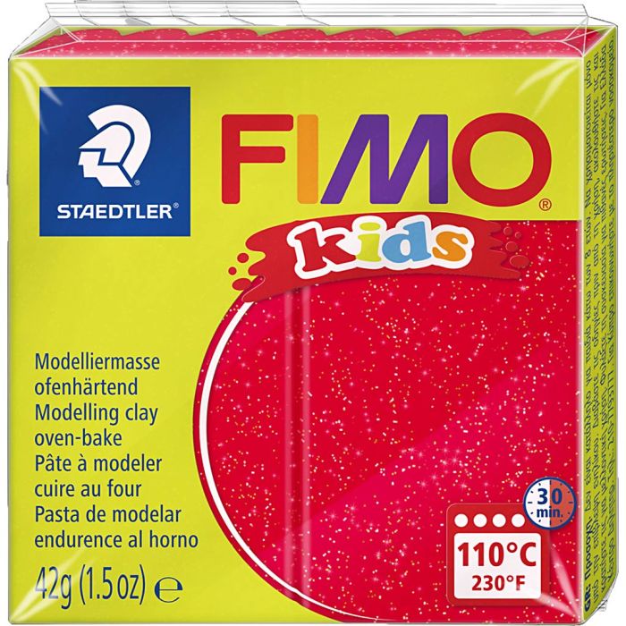 Pâte FIMO® pour Enfant, paillettes, rouge, 42 gr/ 1 Pq.