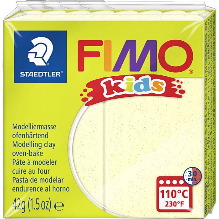 Pâte FIMO® pour Enfant, paillettes, jaune perle, 42 gr/ 1 Pq.