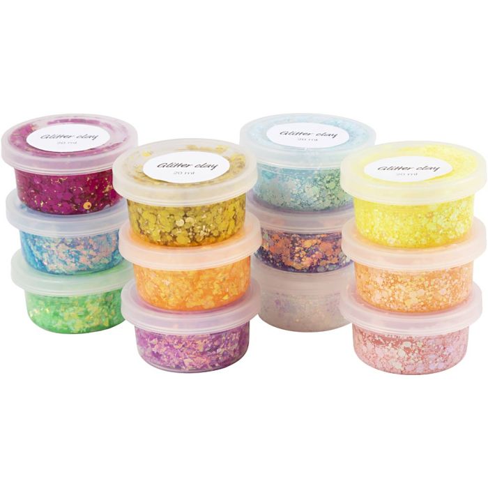 Glitter Clay, ass. de couleurs, 72x20 gr/ 1 Pq.