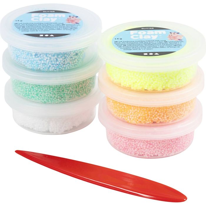 Foam Clay®, paillettes, couleurs pastel, 84 gr, 6x14 gr/ 1 Pq.