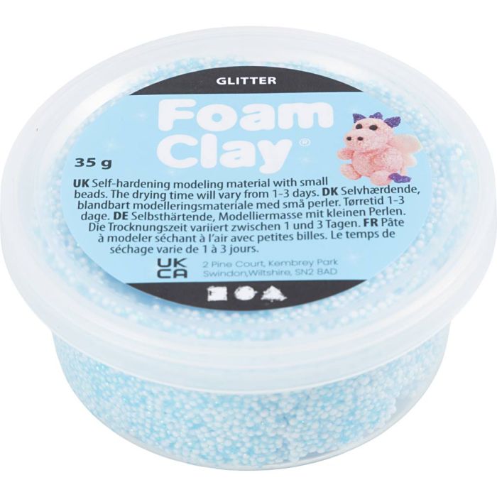 Foam Clay®, paillettes, bleu clair, 35 gr/ 1 boîte