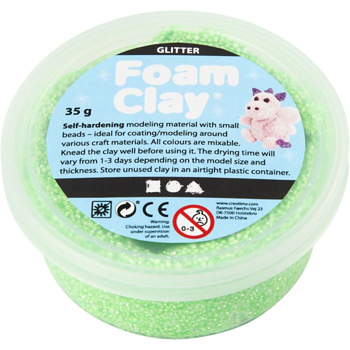 Foam Clay®, paillettes, vert, 35 gr/ 1 boîte