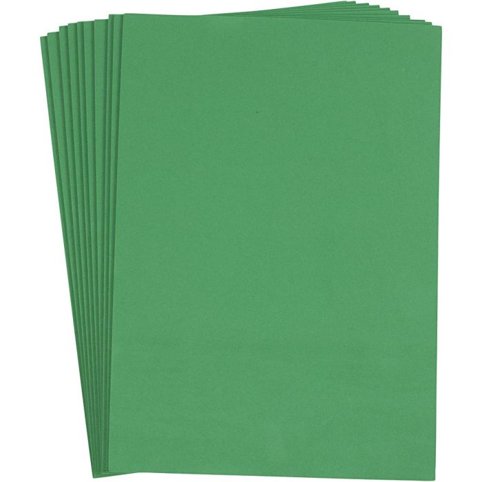 Feuille de Mousse, A4, feuille 210x297 mm, ép. 2 mm, vert foncé, 10 flles/ 1 Pq.
