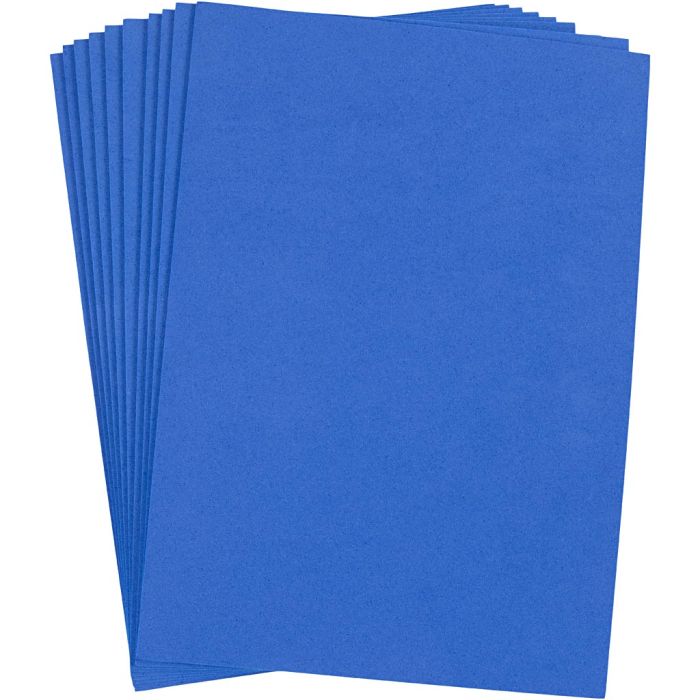 Feuille de Mousse, A4, feuille 210x297 mm, ép. 2 mm, bleu foncé, 10 flles/ 1 Pq.