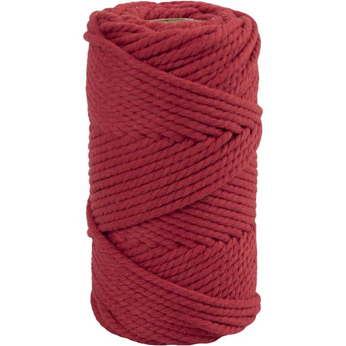 Cordon pour macramé, L : 55 m, d 4 mm, rouge, 330 gr/ 1 rouleau