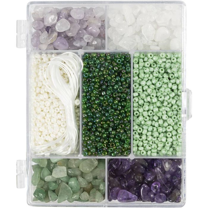 Mix Créatif Bijoux, Cristaux, dim. 2,6-10 mm, diamètre intérieur 0,8-1,2 mm, ca. 2460 pièces, ass. de couleurs, 1 Pq.