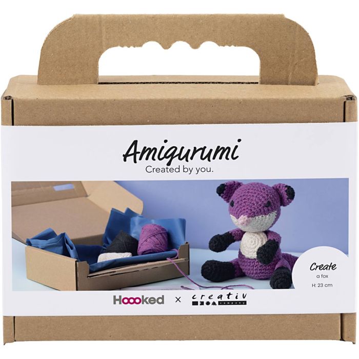 Kit DIY Amigurumi, Renard, noir, prune, 1 Pq.