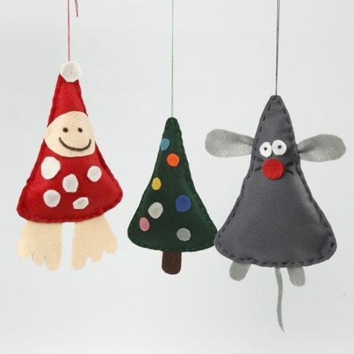 Décorations de Noël suspendues en feutrine avec rembourrage