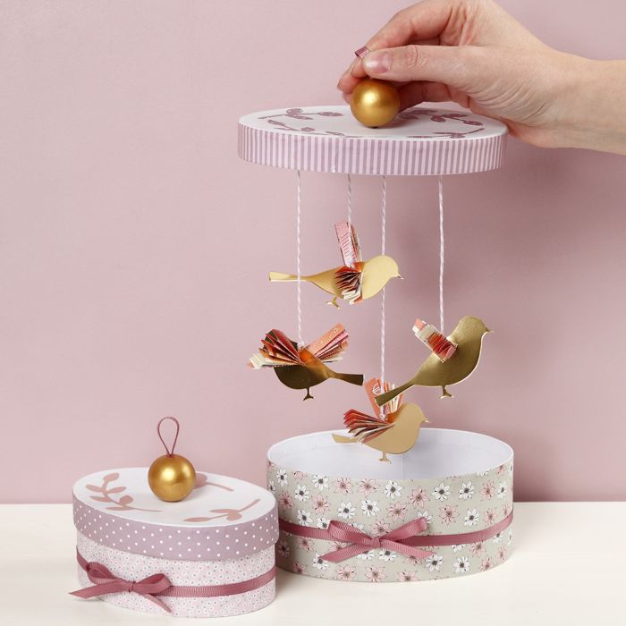 Un cadeau en argent dans une boîte avec une surprise dans le couvercle