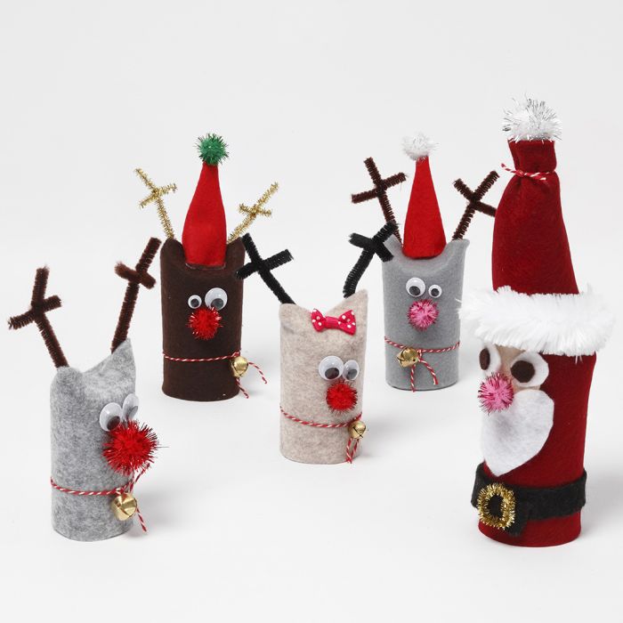 Le Père Noël et le Renne à partir de tubes en carton recyclé