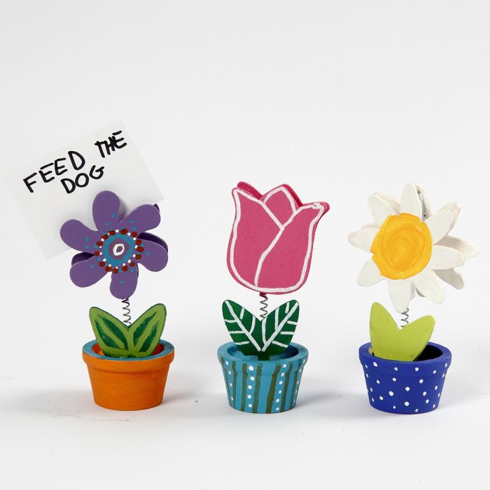 Porte-notes en forme de fleurs en bois décorés avec de la peinture de loisirs