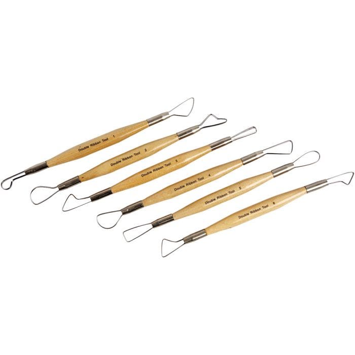 Outils de boucle en argile, anguleuses, L : 20 cm, 6 pièces/ 1 Pq.