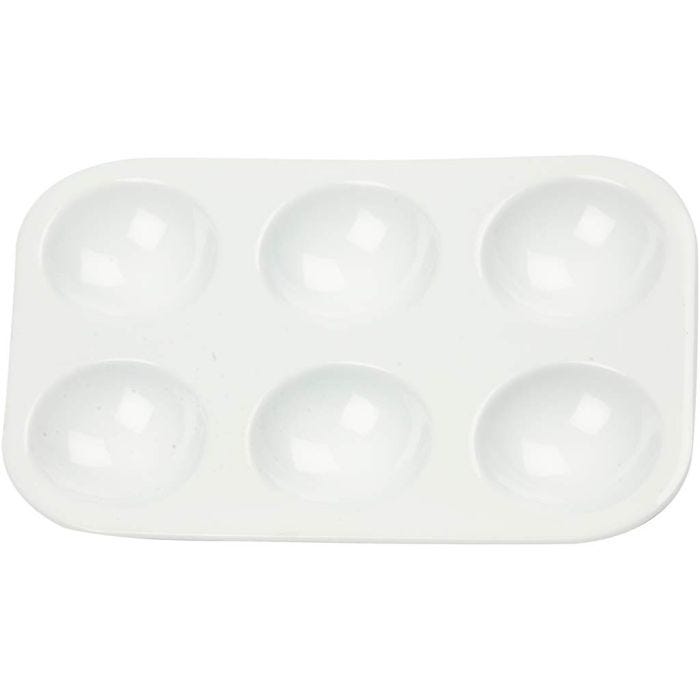 Palette, Palette rectangulaire avec 6 compartiments, dim. 13x8,5 cm, blanc, 10pièces/ 1 Pq.