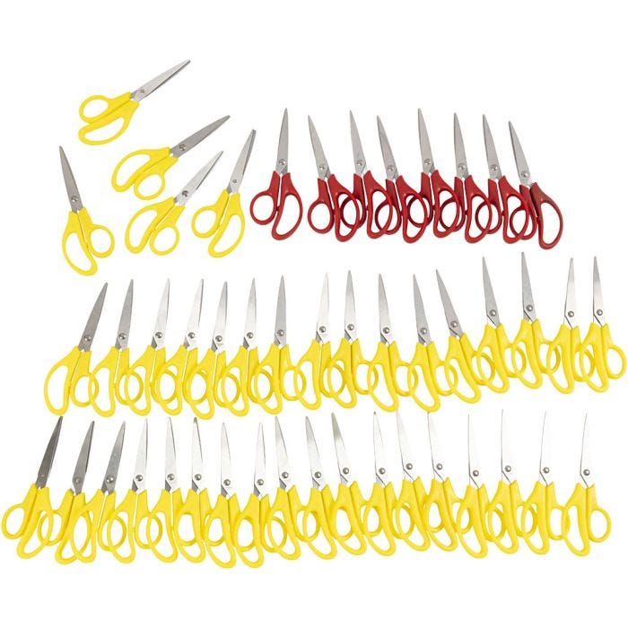 Ciseaux enfants - set, L : 12,5 cm, pointus, droitier & gaucher, 48 pièces/ 1 Pq.